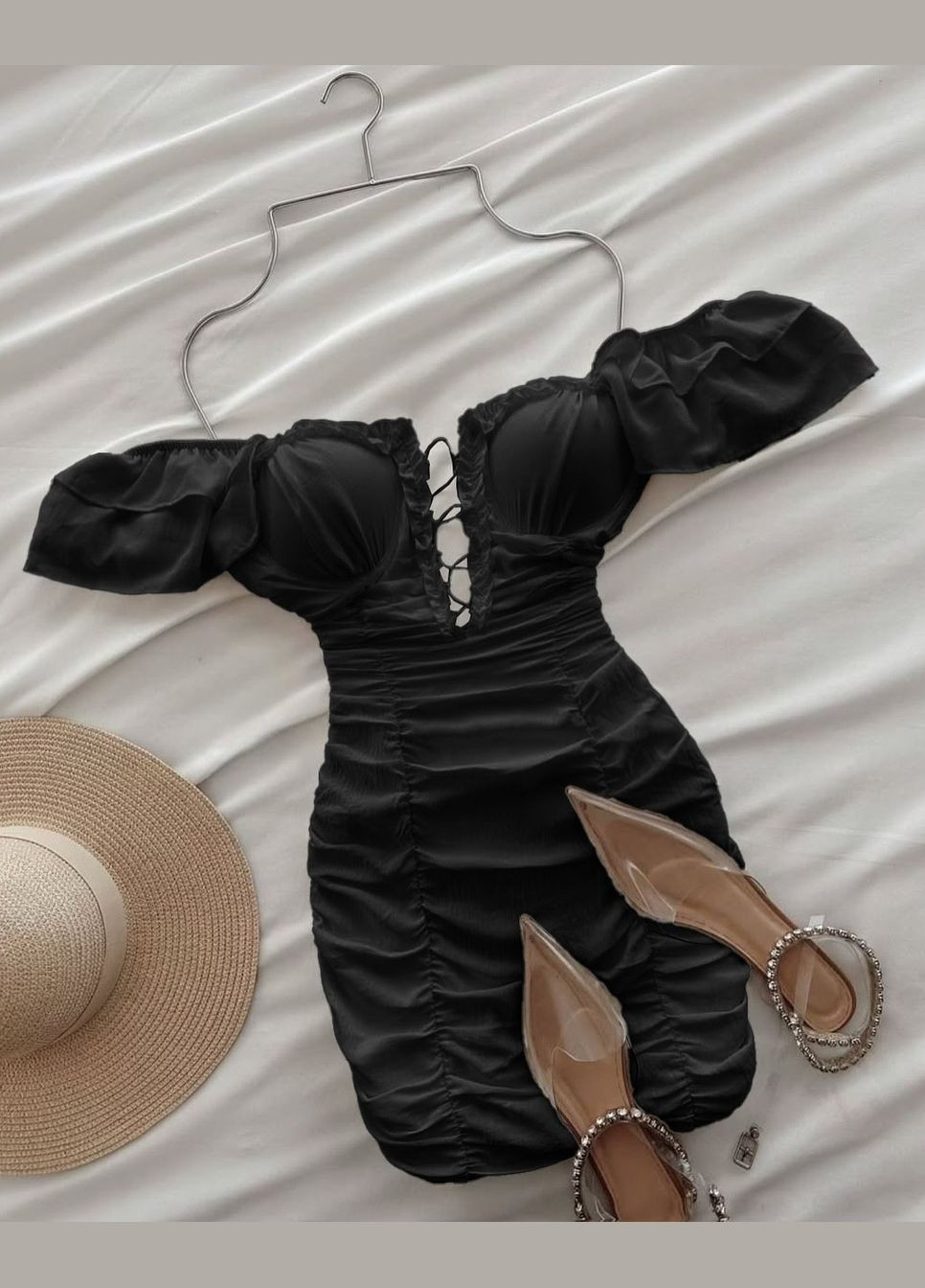 Чорна святковий, вечірня жіноча трикотажна сукня з чашечками No Brand