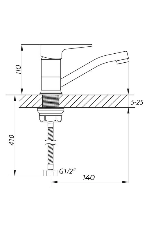 Смеситель для умывальника SOP4-B 045 (ZX3070), хром, гибкая подводка, цинковый сплав, поворотный излив, 35 мм картридж, высотдж, высота Zerix (399014964)