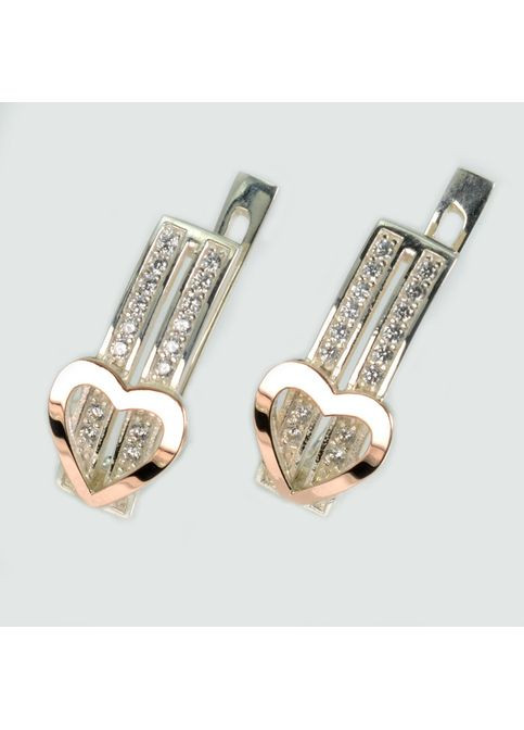 Срібні сережки з золотими пластинами Silver Style (367112689)