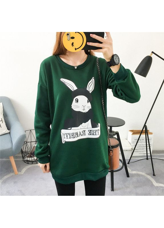 Стильная женская кофта, свитшот с длинным рукавом "Rabbit" в зеленом цвете China (367838059)
