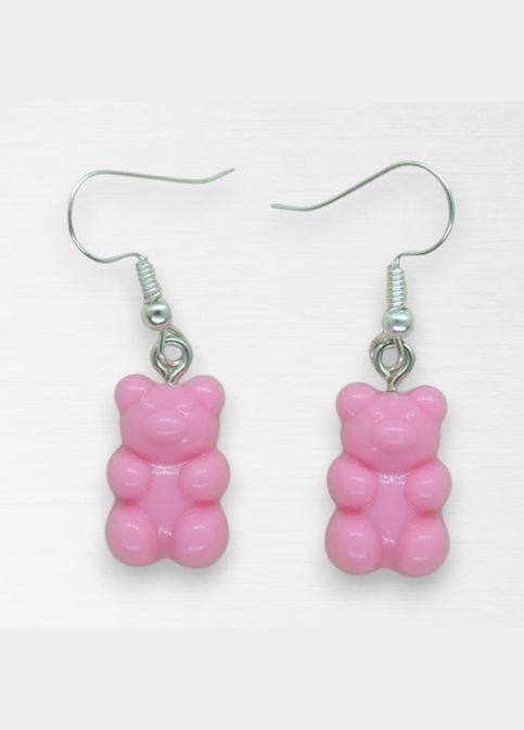 Женские серьги крючки в форме 3D Бисквитного белого Мишки серебристые Liresmina Jewelry (302210341)