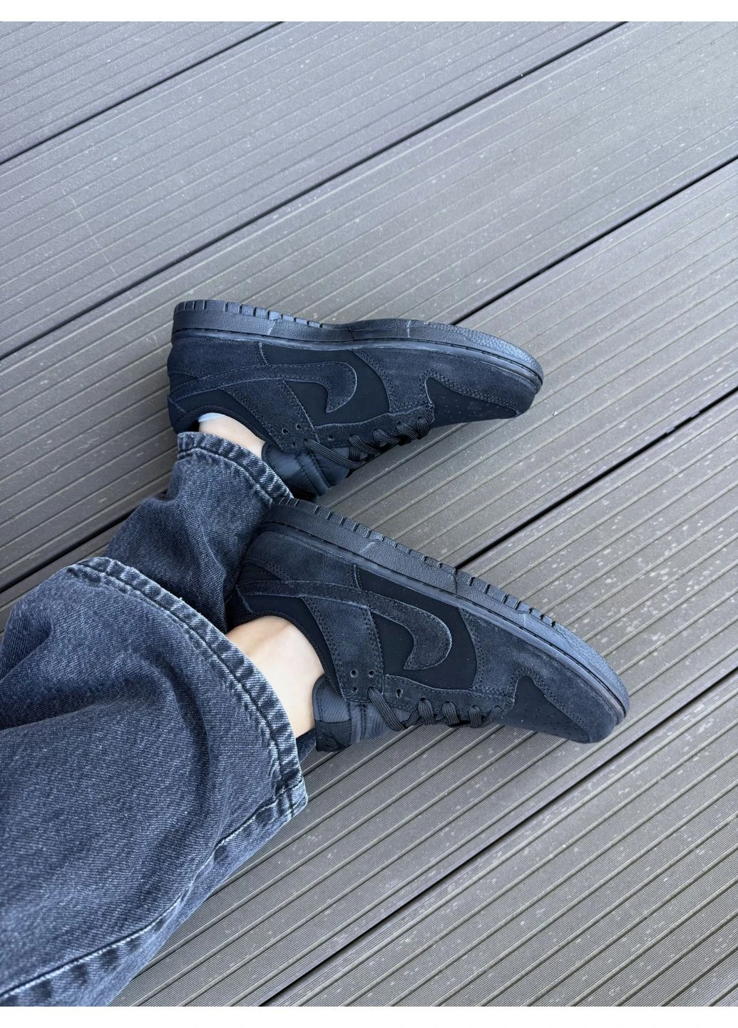 Черные демисезонные кроссовки мужские nike sb dunk total black найк сб данк черные No Brand