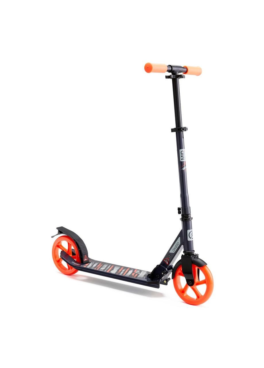 Самокат MID7 с подножкой синий/оранжевый. Oxelo (322238066)