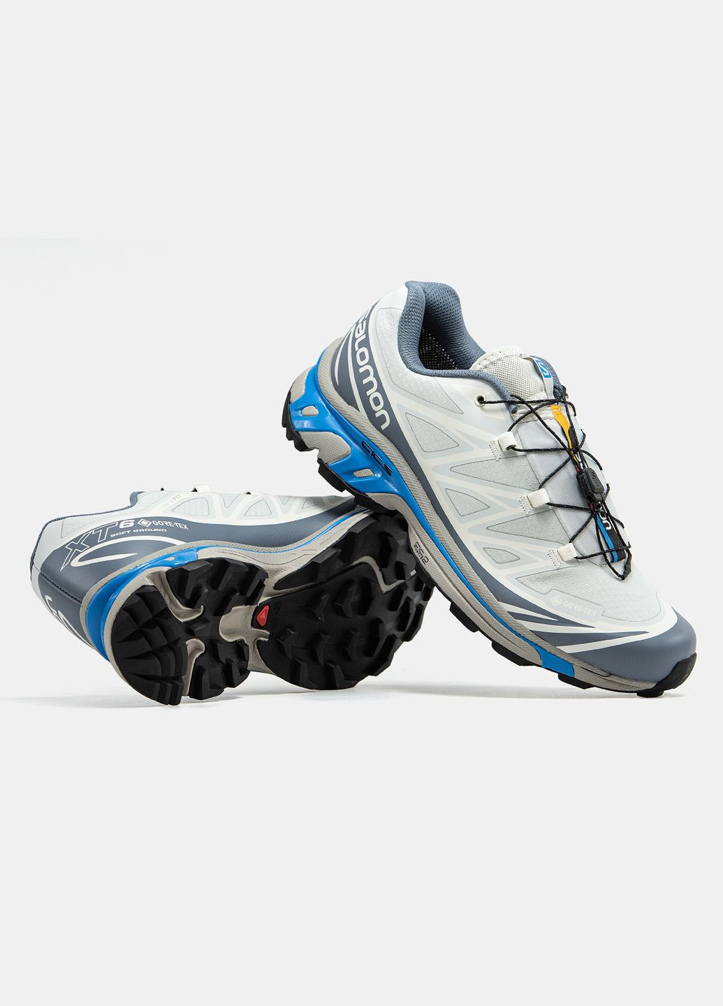 Белые демисезонные кроссовки мужские salomon xt-6 soft ground gore-tex white grey blue | саломон хт-6 белые No Brand