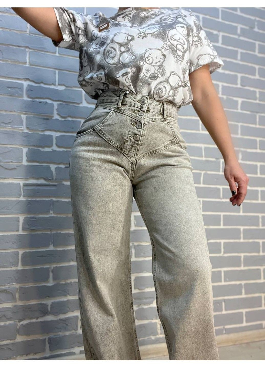 Джинси IT'S BASIC 2909 STRAIGXT кокетка на гудзиках прямі від стегна Its Basic - (304548506)