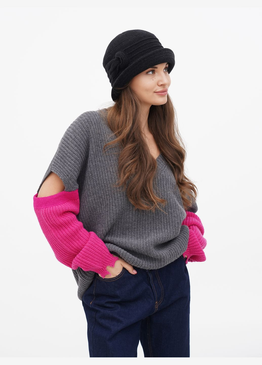 Жіночий капелюх "Беатріс", сірий — витонченість і стиль поза часом VECONS Шляпка (319836293)