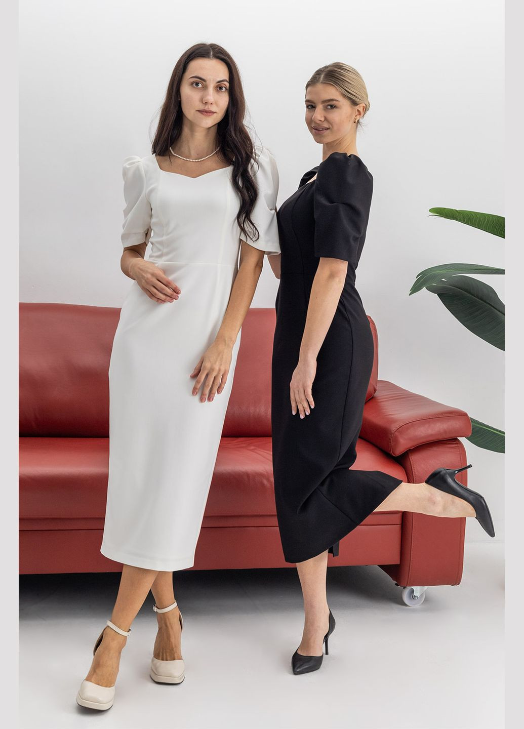 Айворі святковий жіноча сукня “midnight orchid” міді з фігурною горловиною Lana Bryk однотонна