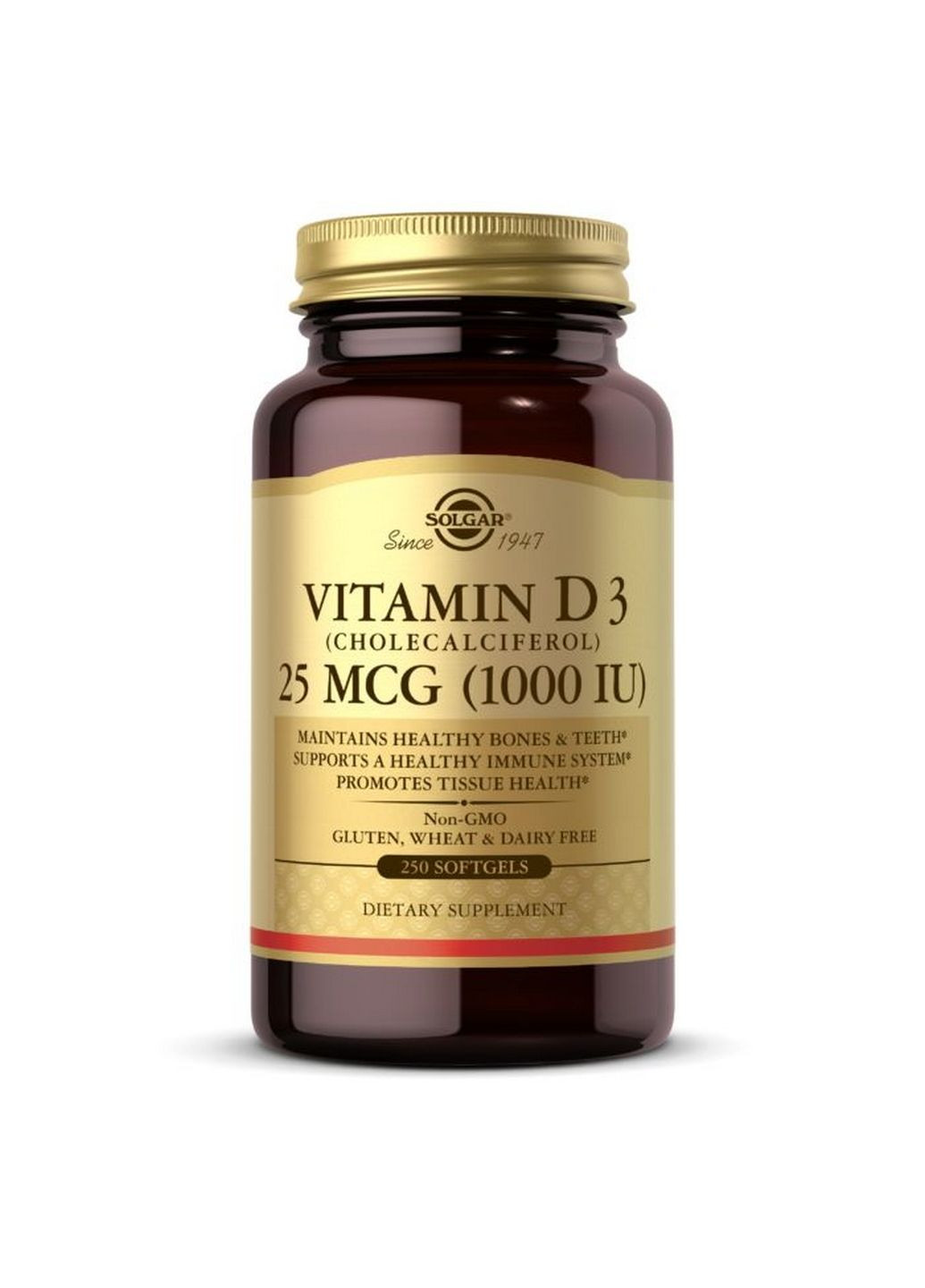 Витамины и минералы Vitamin D3 25 mcg, 250 капсул Solgar (293481062)