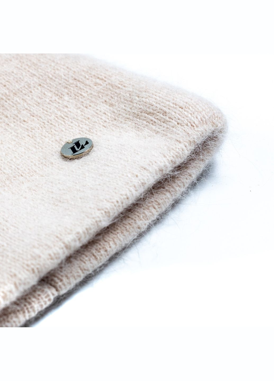 Шапка по голові з вушками жіноча ангора бежева ЛІДІЯ LuckyLOOK 565-739 (322789757)