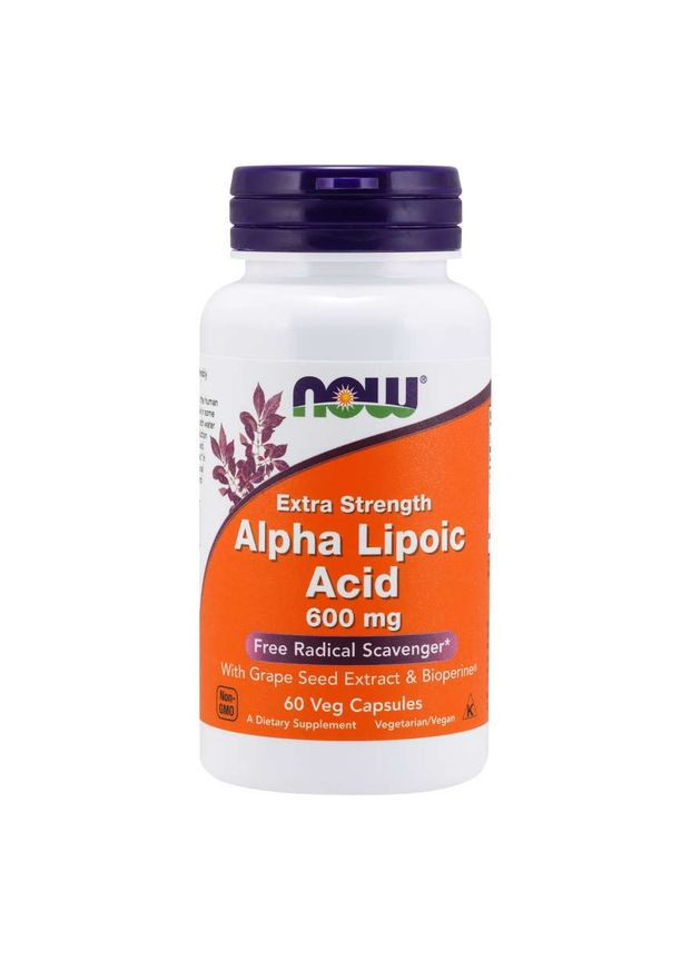 Натуральна добавка Alpha Lipoic Acid 600 mg, 60 вегакапсул Now (334704144)