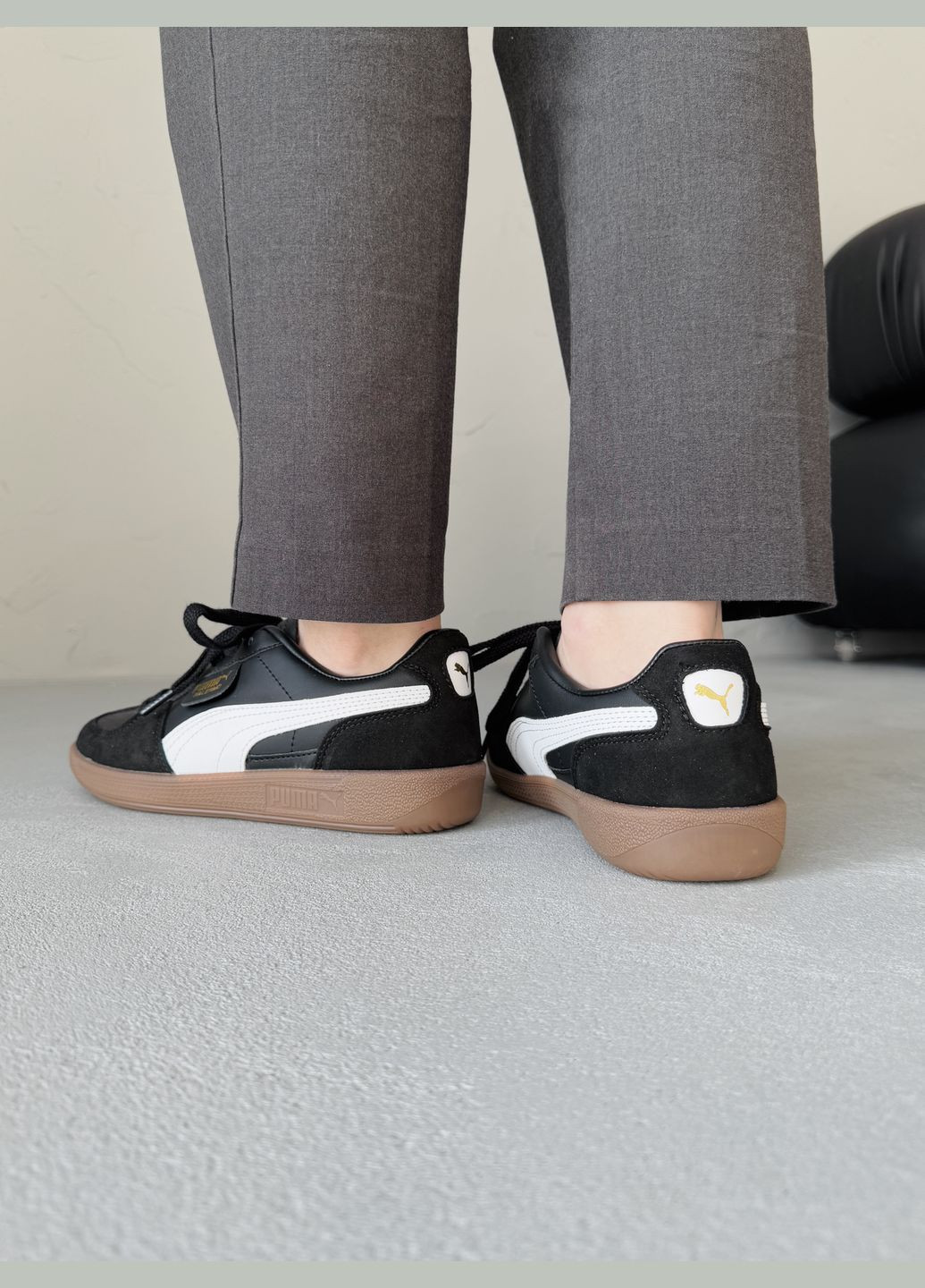 Кросівки жіночі і чоловічі Puma Palermo Leather Black White Gum | Пума Палермо чорні No Brand чорні демісезони (339604466)