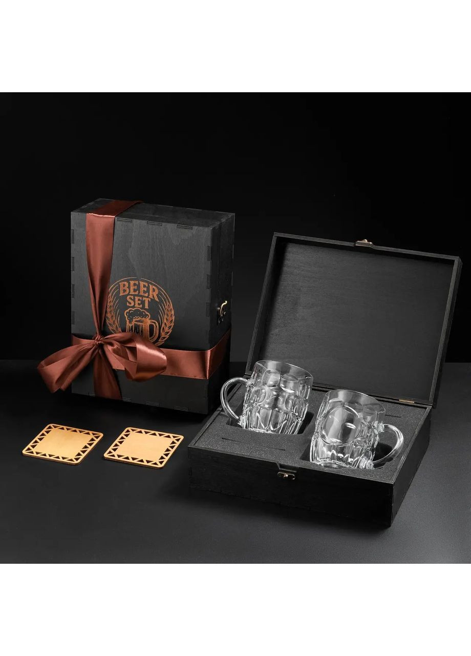 Набір 2 пивних келихів у дерев'яній подарунковій коробці | Подарунок для любителя пива Handmade BR21 (363976062)