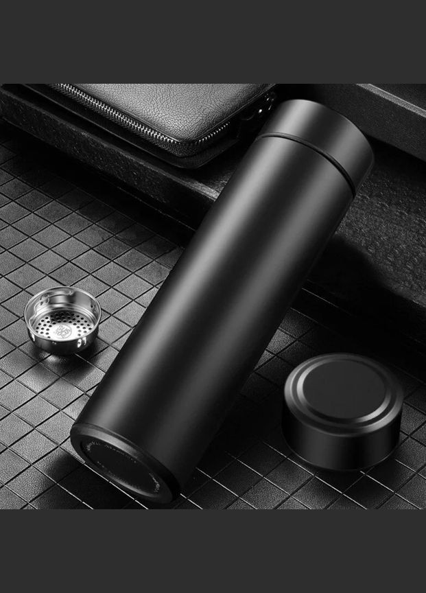 Розумний термос з індикатором температури сенсорний 500мл нержавіюча сталь, з ситечком для заварки, Чорний Yiwu (305836353)