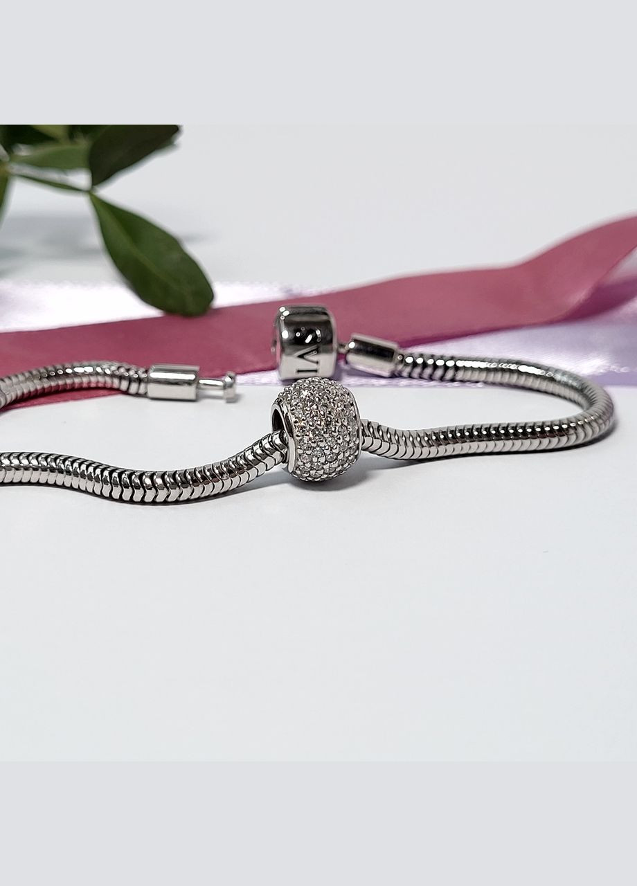 Серебряный шарм Бусина в Белых Камнях серебро 925 пробы Родированное 756 1.34г No Brand (306743119)