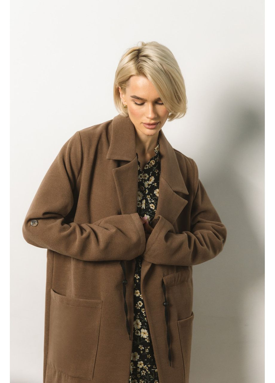 Коричневое демисезонное Коричневое кашемировое пальто Seventeen