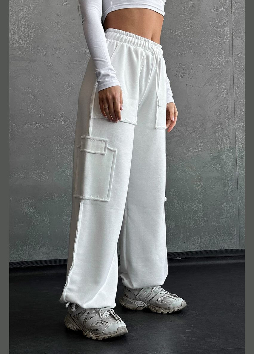 Белые кэжуал демисезонные карго брюки Reload