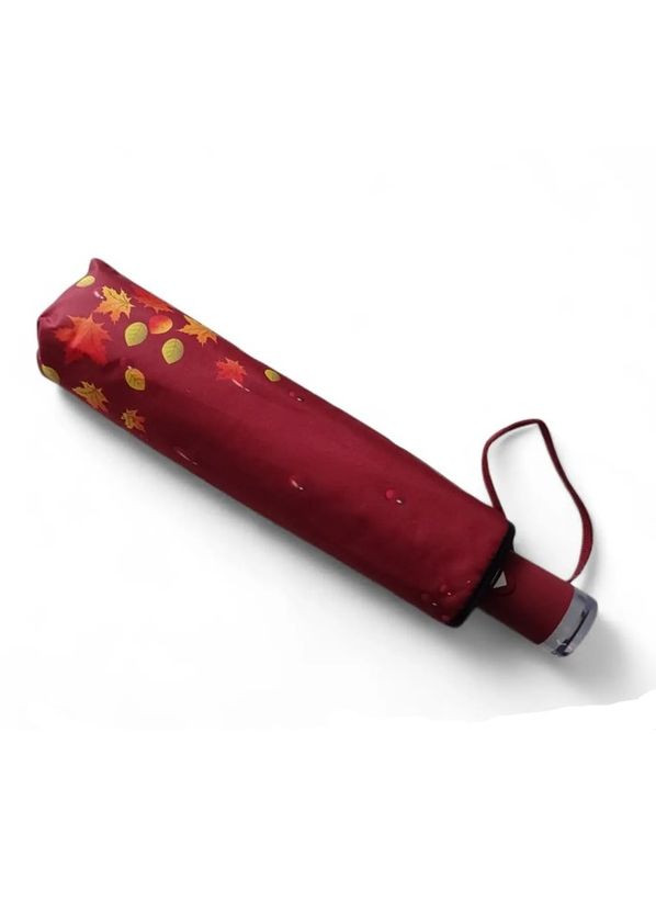 Красный зонт автомат №3030 женский на 9 спиц с осенними листьями красный Susino средний система антиветер (300582603)