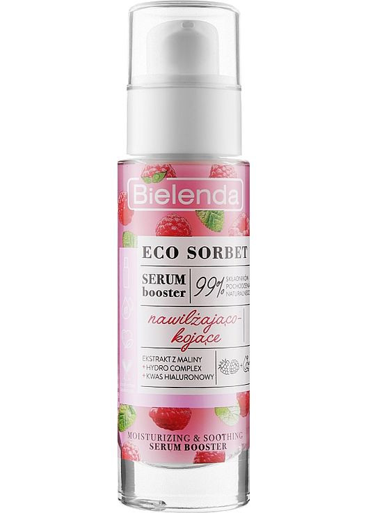 Сироватка-бустер для обличчя з екстрактом малини Eco Sorbet Moisturizing & Soothing Serum Booster 30ml (914278-10012) Bielenda (368652851)