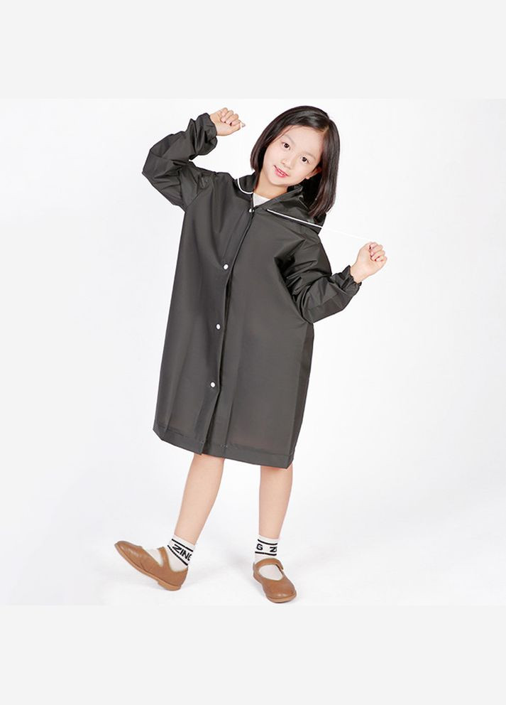 Дождевик детский легкий от дождя на кнопках с капюшоном EVA KIDS черный Losso (330778402)