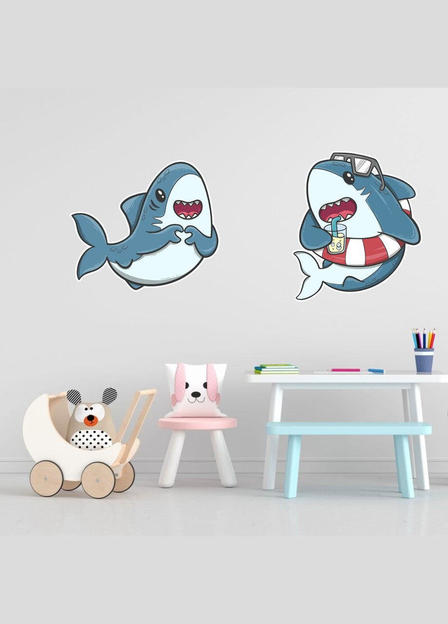 Виниловая интерьерная на стену, обои и другие поверхности "Две акулы" из Оракала Кавун наклейка (316189969)