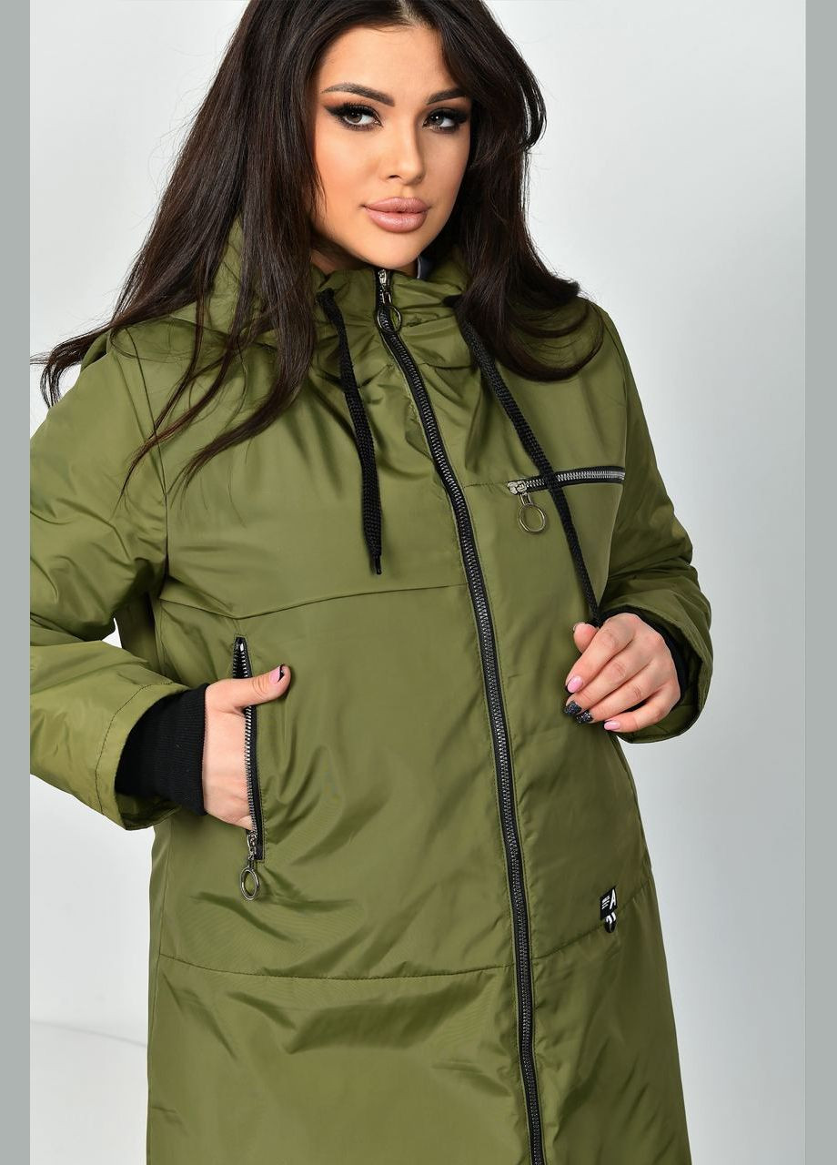 Оливкова (хакі) женская удлиненная куртка цвет хаки р.48/50 449639 New Trend
