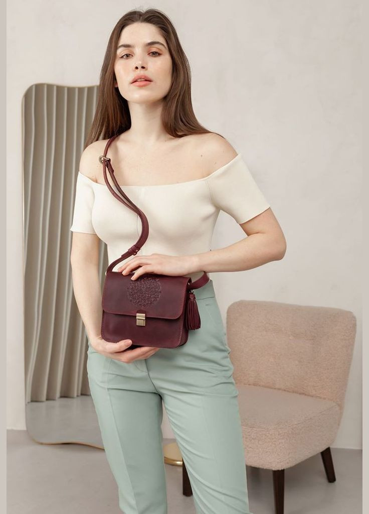 Шкіряна жіноча бохо-сумка Лілу бордова Crazy Horse (A-026484) BlankNote кросс-боди (327874099)