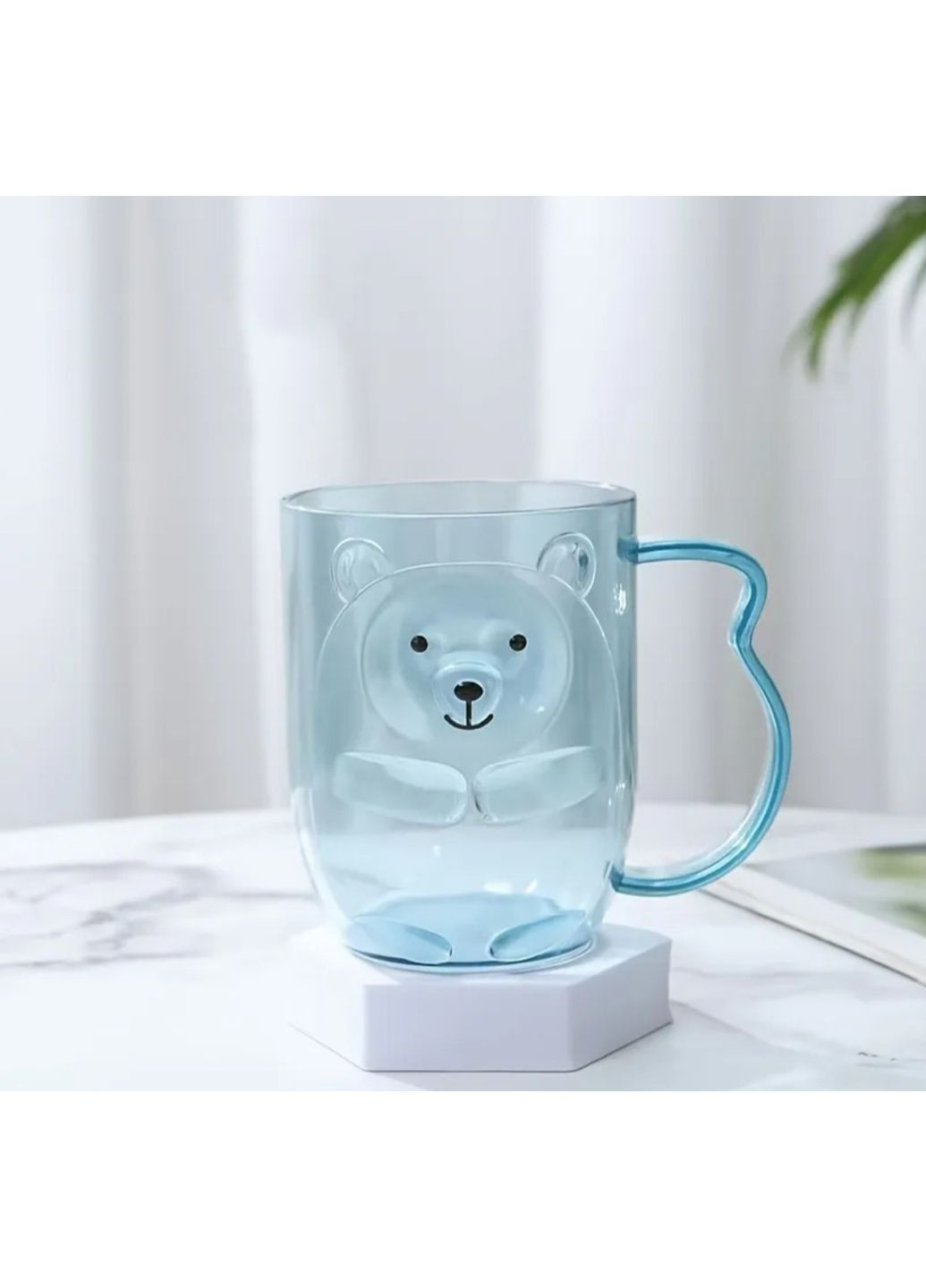 Пластиковая кружка "Медвежонок" с объемной 3D-вставкой, голубая, 250 мл No Brand (351470216)