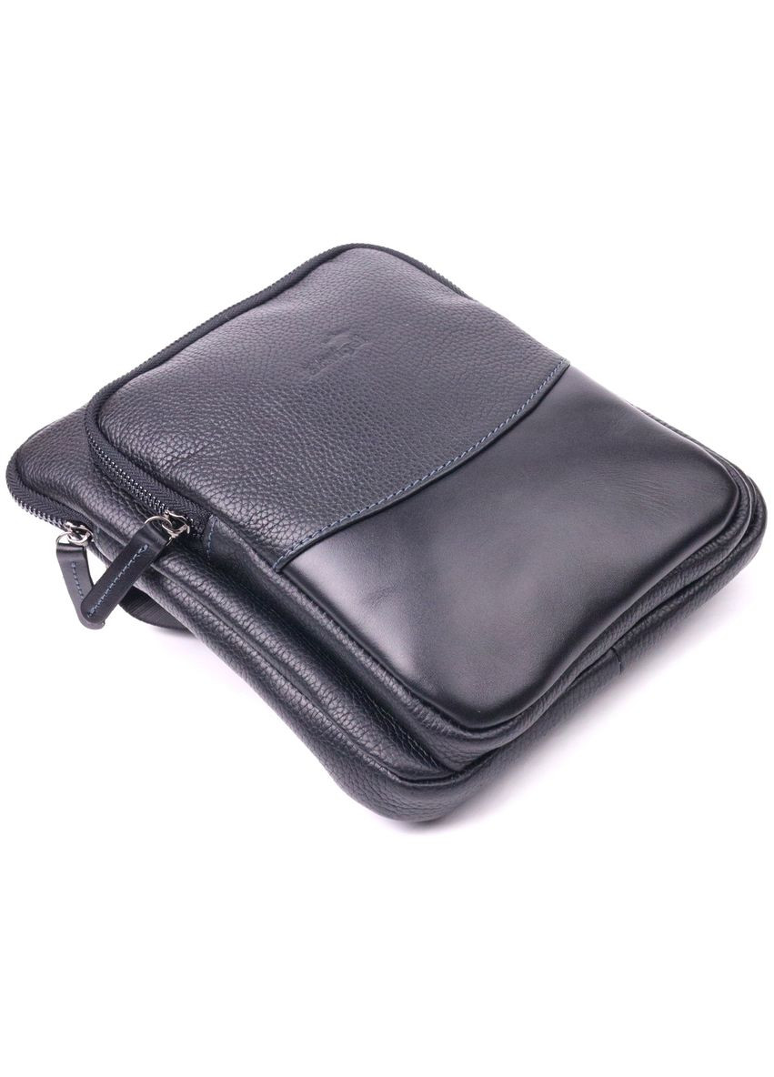 Чоловіча сумка з натуральної шкіри із двома відділеннями через плече чорна (sku_18720) No Brand (328922075)