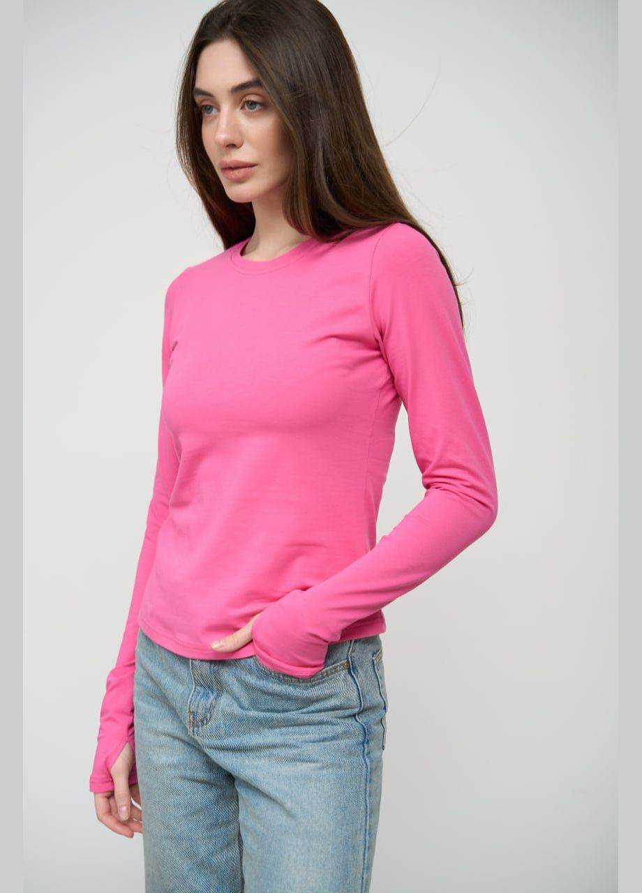 Женский базовый лонгслив цвет розовый р.XS 452647 New Trend (285711513)