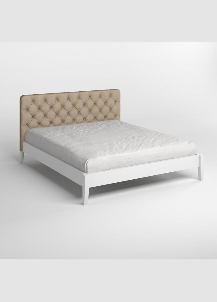 Двоспальне дерев'яне ліжко Рим ДК (RAL9003) /Аляска 23 (Бежевий) Б3 180х190 см (MBG-5192) Mebigrand (368281563)