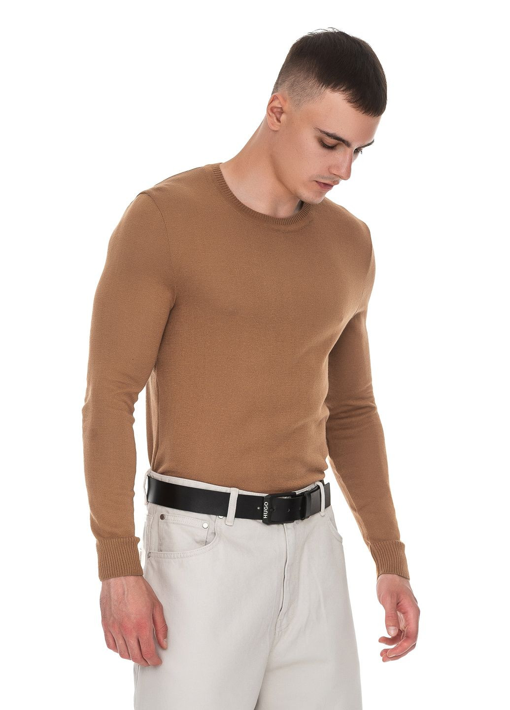 Коричневий бавовняний тонкий чоловічий светр SVTR