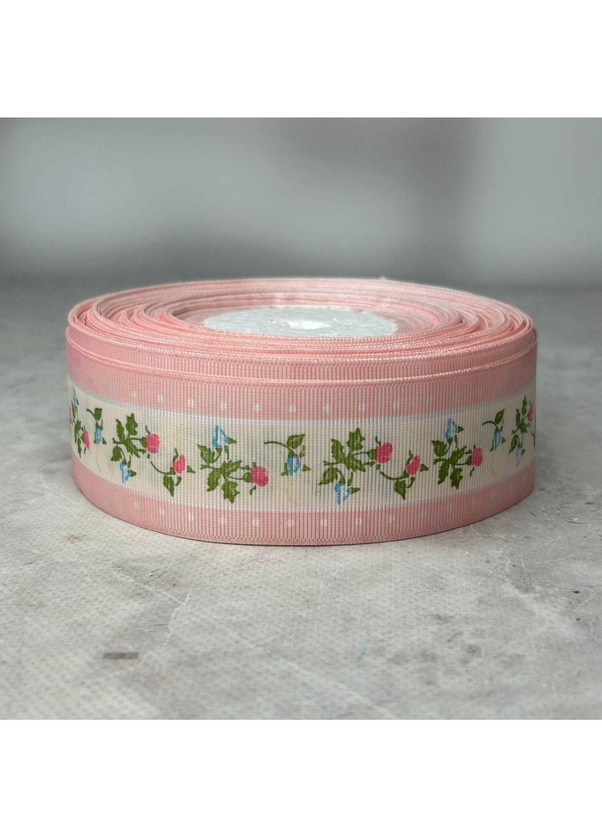 4 см Лента репсовая с принтом на отрез - #746/3 розовый Plus-plus (352746854)
