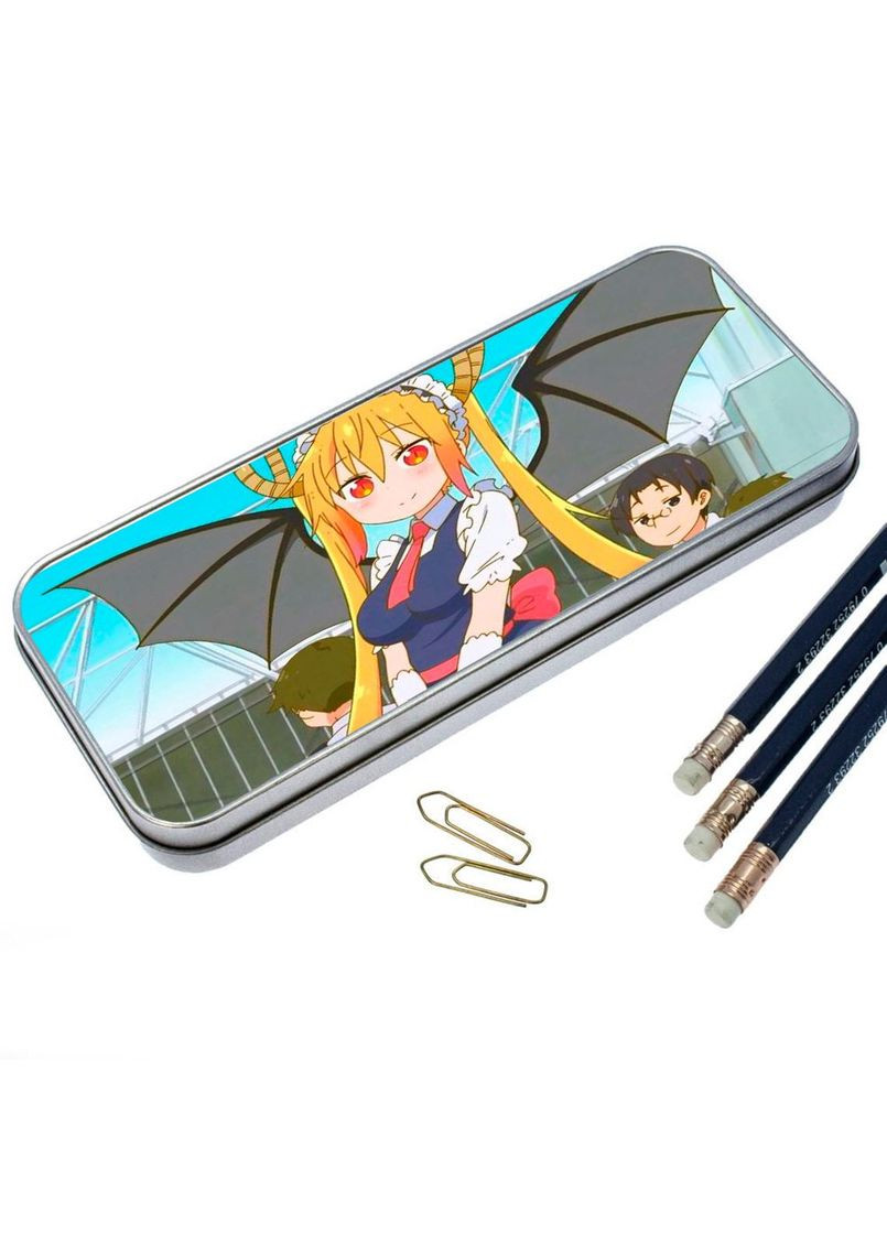 Органайзер для канцелярских принадлежностей металлический, кейс для мелочей Аниме Драконкомнатница кобаяши #004 7*18 см Silver No Brand (309153679)