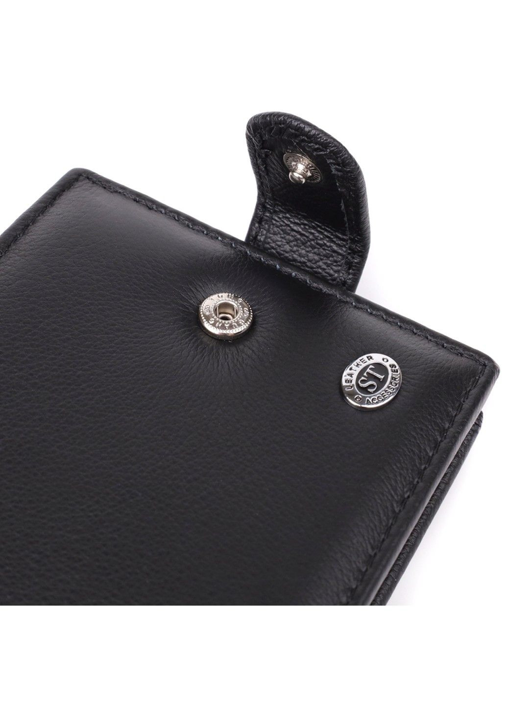 Вместительный мужской бумажник горизонтального формата из натуральной кожи 23090 Черный st leather (330642786)