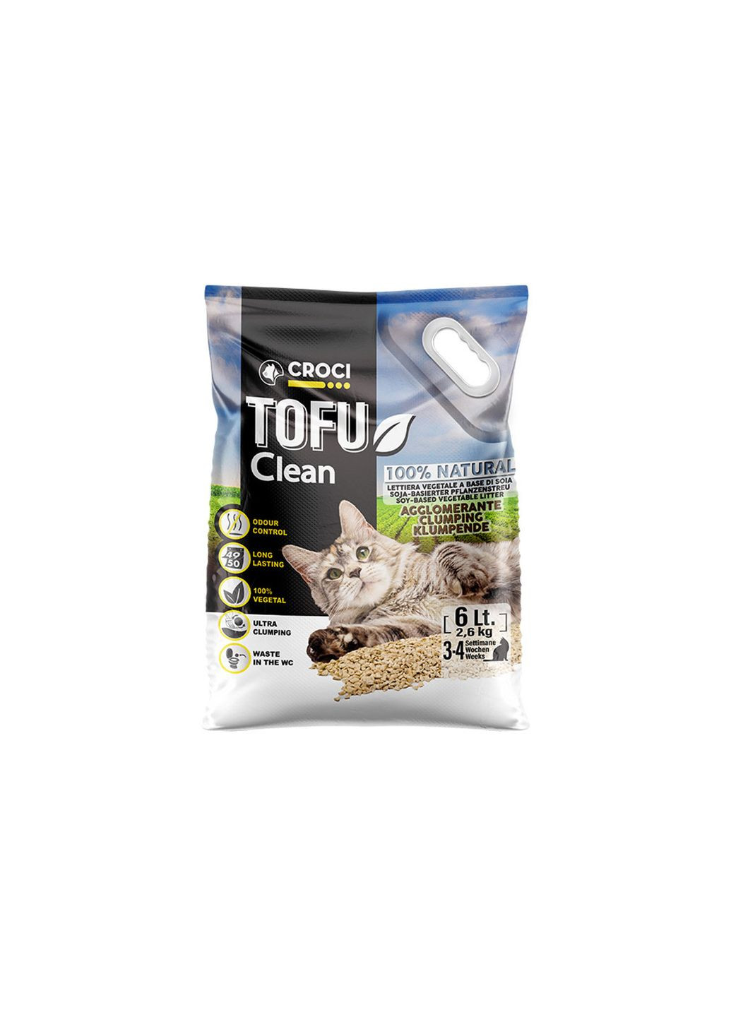 Наповнювач для котячого туалету соєвий Tofu Clean 6 л 8023222138117 Croci (268987638)