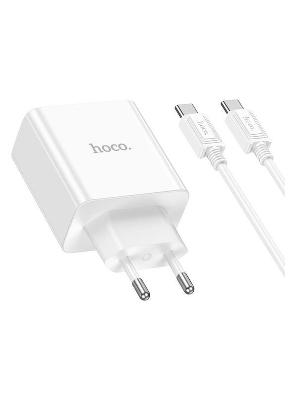 Адаптер мережевий TypeC to Type-C Cable Leader dual port(2C) charger C108A білий набір для заряджання Hoco (293346463)