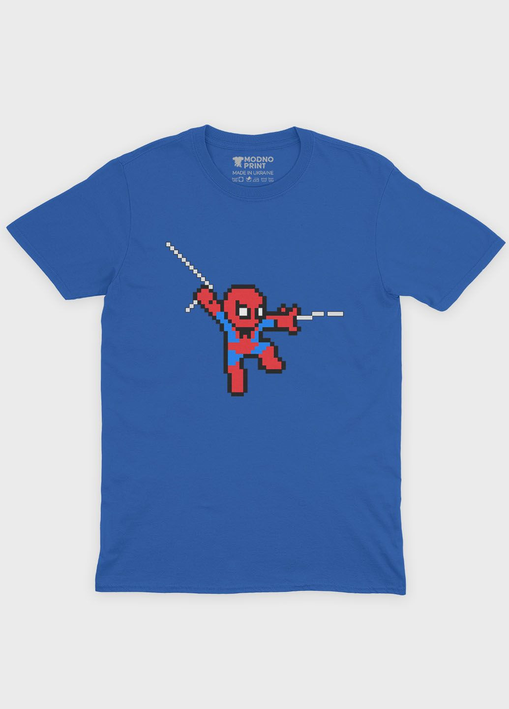 Синяя демисезонная футболка для девочки с принтом супергероя - человек-паук (ts001-1-grr-006-014-111-g) Modno