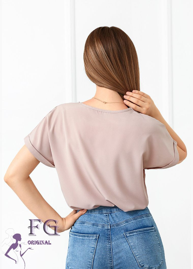 Бежева літня блуза футболка вільного крою Fashion Girl