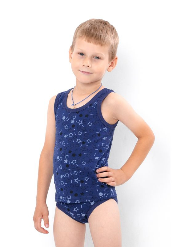 Синий демисезонный комплект для мальчика (майка+трусы) (p-7842) Носи своє