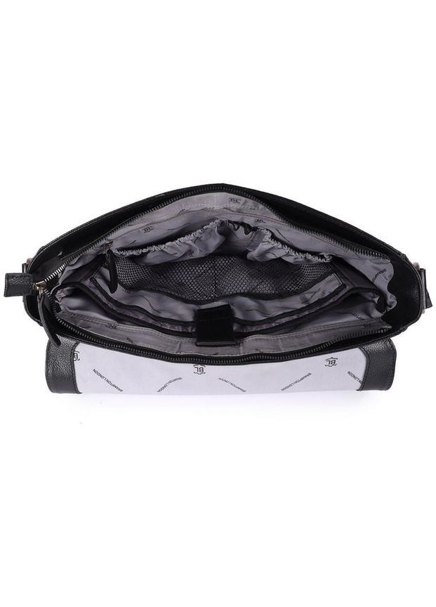 Сумка чоловіча через плече шкіряна портфель для документів А4 планшет в дорогу для телефону Чорний 34320 Brampton London (331862440)