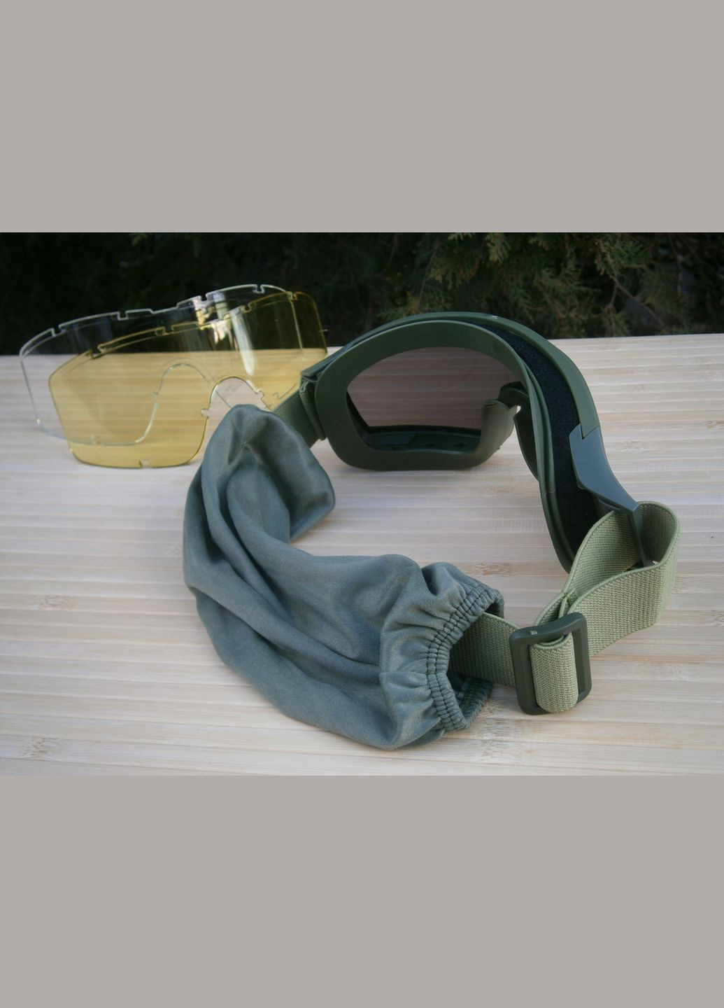 Захисні тактичні окуляри-маска Тactic Olive зі змінним склом No Brand (301025980)