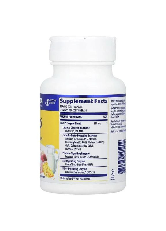 Добавка для перетравлення молочних продуктів Lacto, 30 капсул Enzymedica (361115216)