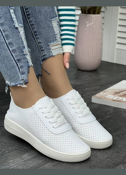 Белые стильные кеды-кроссовки с перфорацией (р 36-41) Fashion