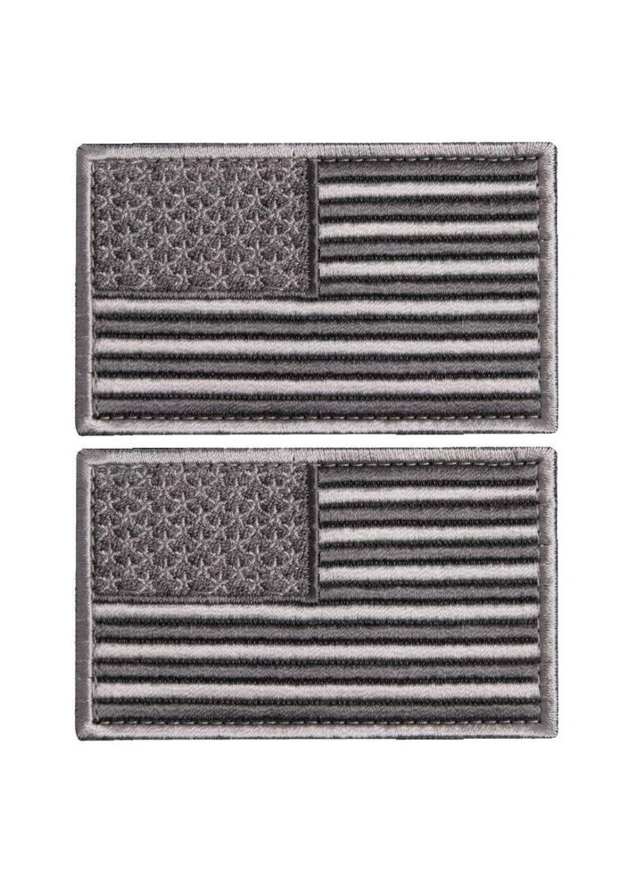 Набір шевронів 2 шт з липучкою Прапор США сірий, вишитий патч 5х8 см IDEIA (275869467)