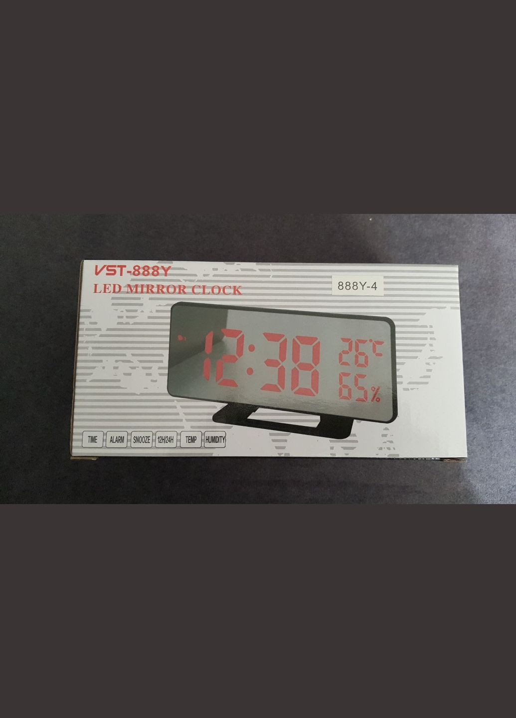 Цифровые сетевые часы с зеркальным LED-экраном 888Y-4 питание с помощью USB-кабеля, отложенный будильник VST (323000720)