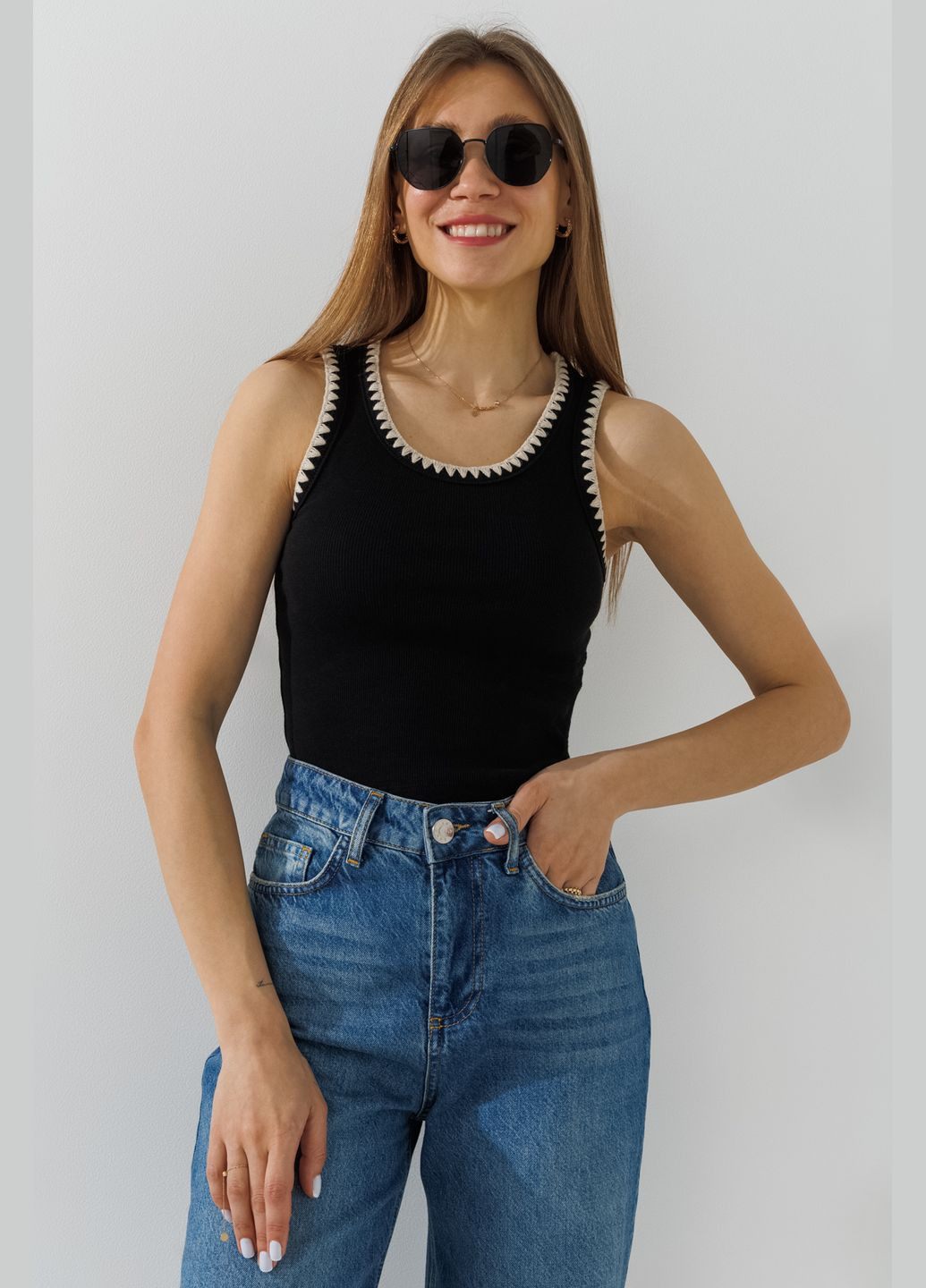 Топ однотонный женский 9770 Черный shop (2000990984937) Firesh (362745736)