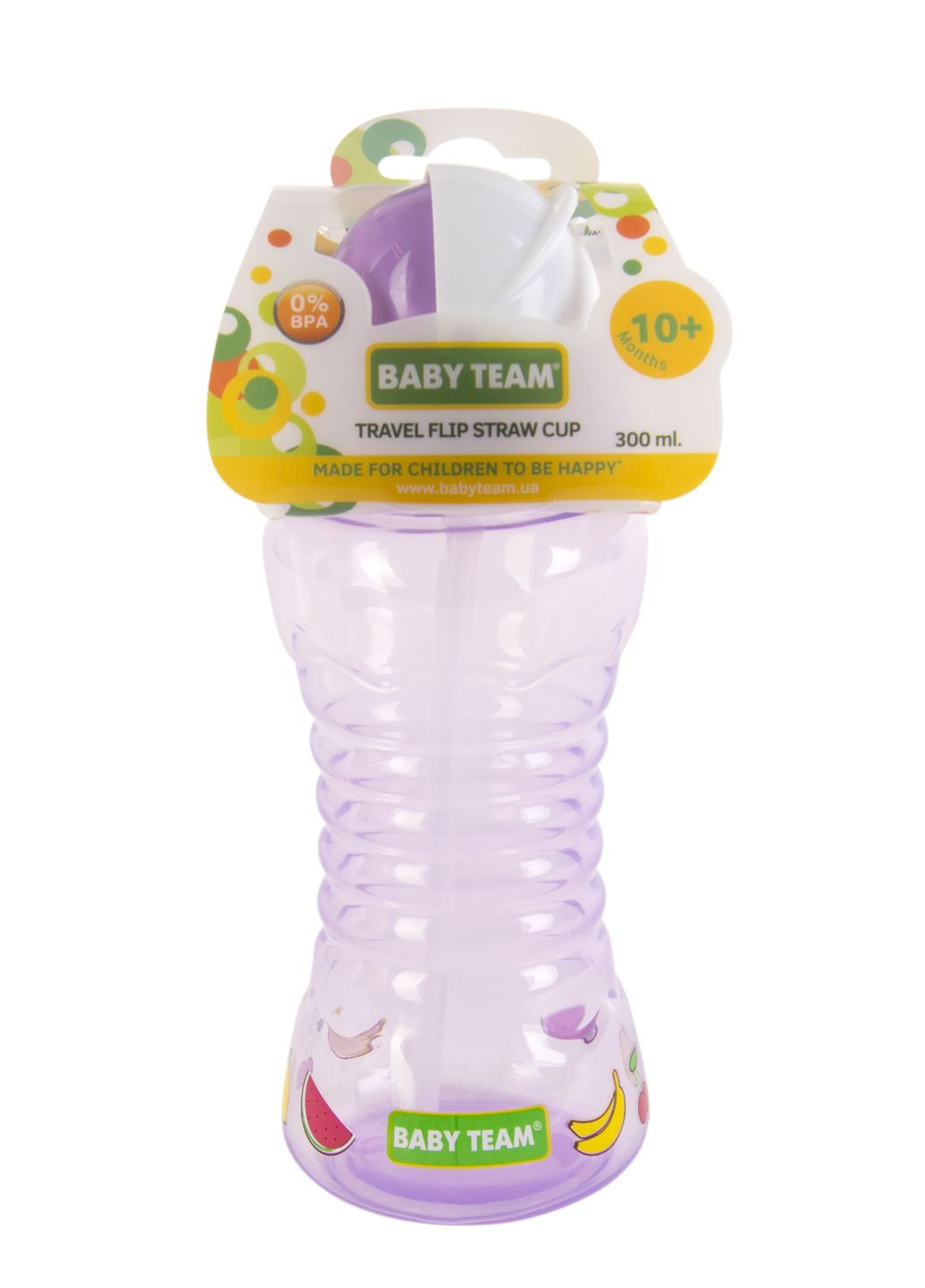Поильник для путешествий, с трубочкой, 10+ мес., 300 мл, фиолетовый () Baby Team 5005_фиолетовый (331789646)