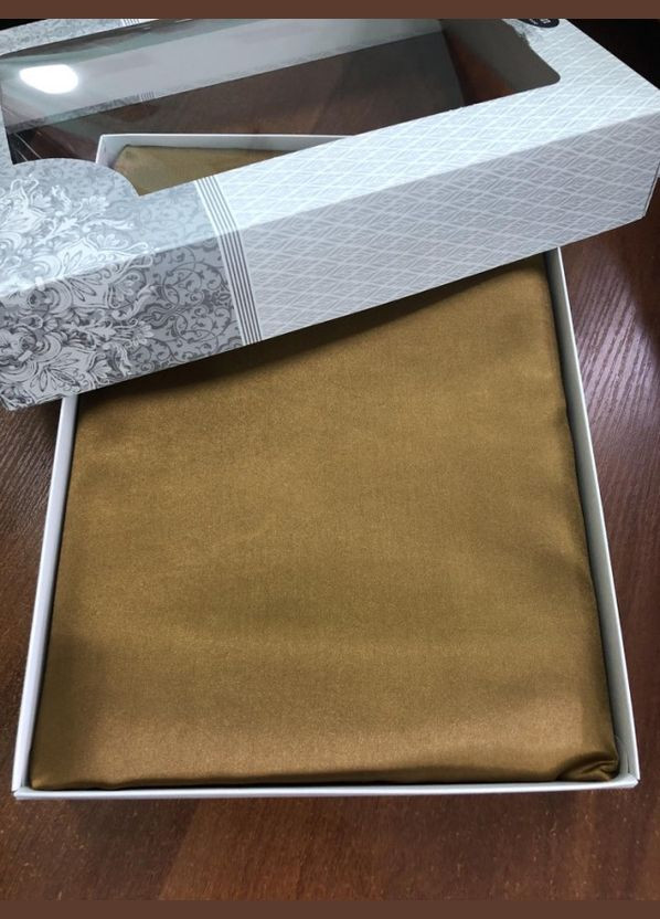 Атласное Бордово-бронзовое двуспальное постельное белье 175х210см Moka textile (316633027)