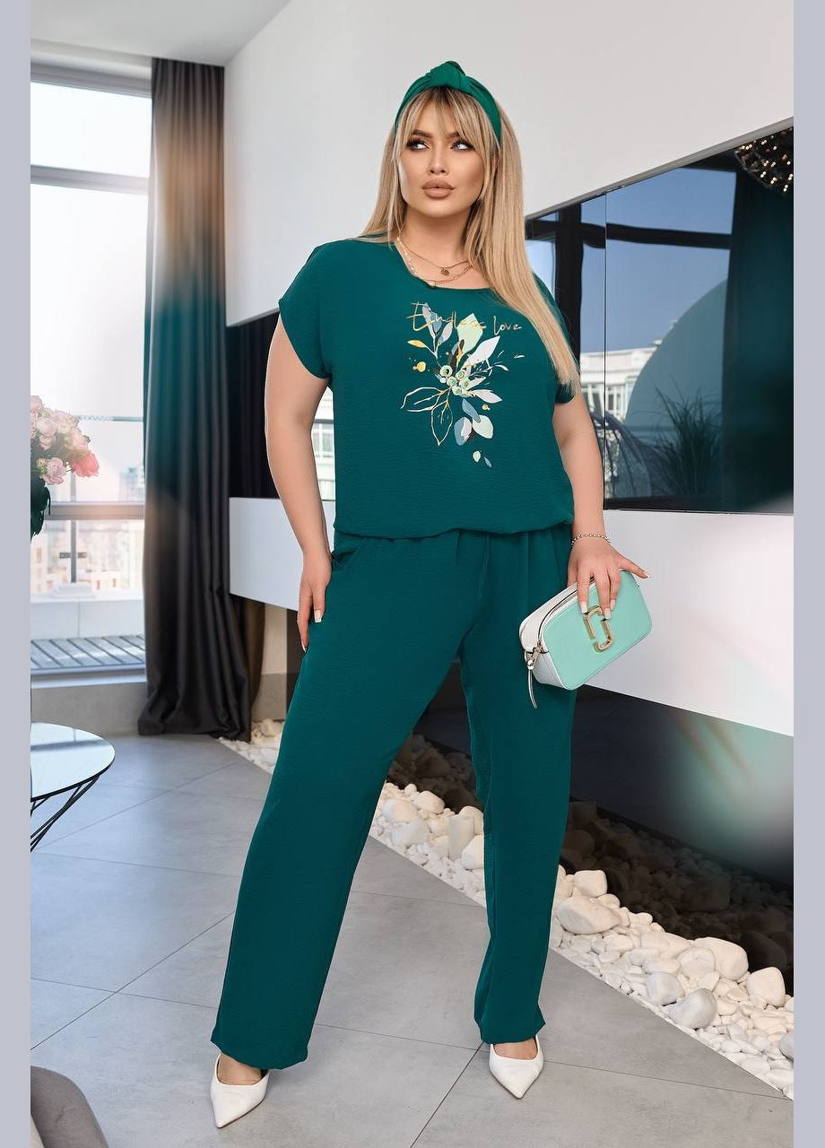 Жіночий костюм двійка з блузкою колір темна фуксія New Trend (304989840)