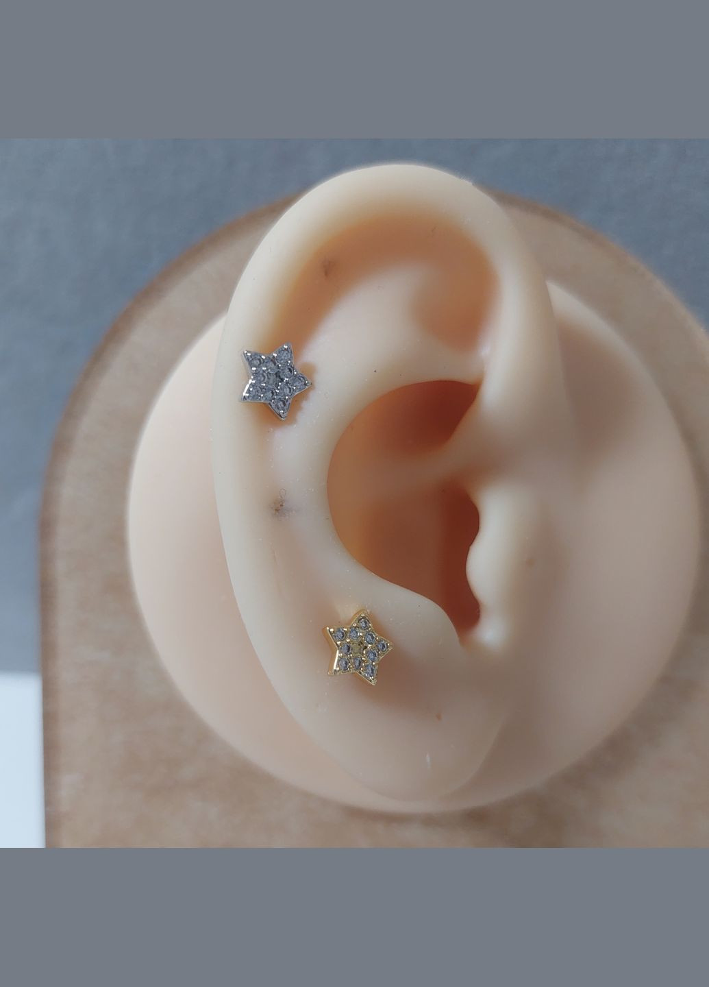 Сережка штанга для пірсингу вуха Зірка MK1197-62 сріблястий DeKolie (315023838)